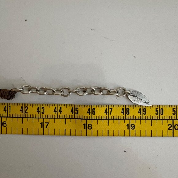 Coldwater Creek Brown Multi-Strand Twisted Cord Necklace Floral Pendant Boho - Picture 7 of 7